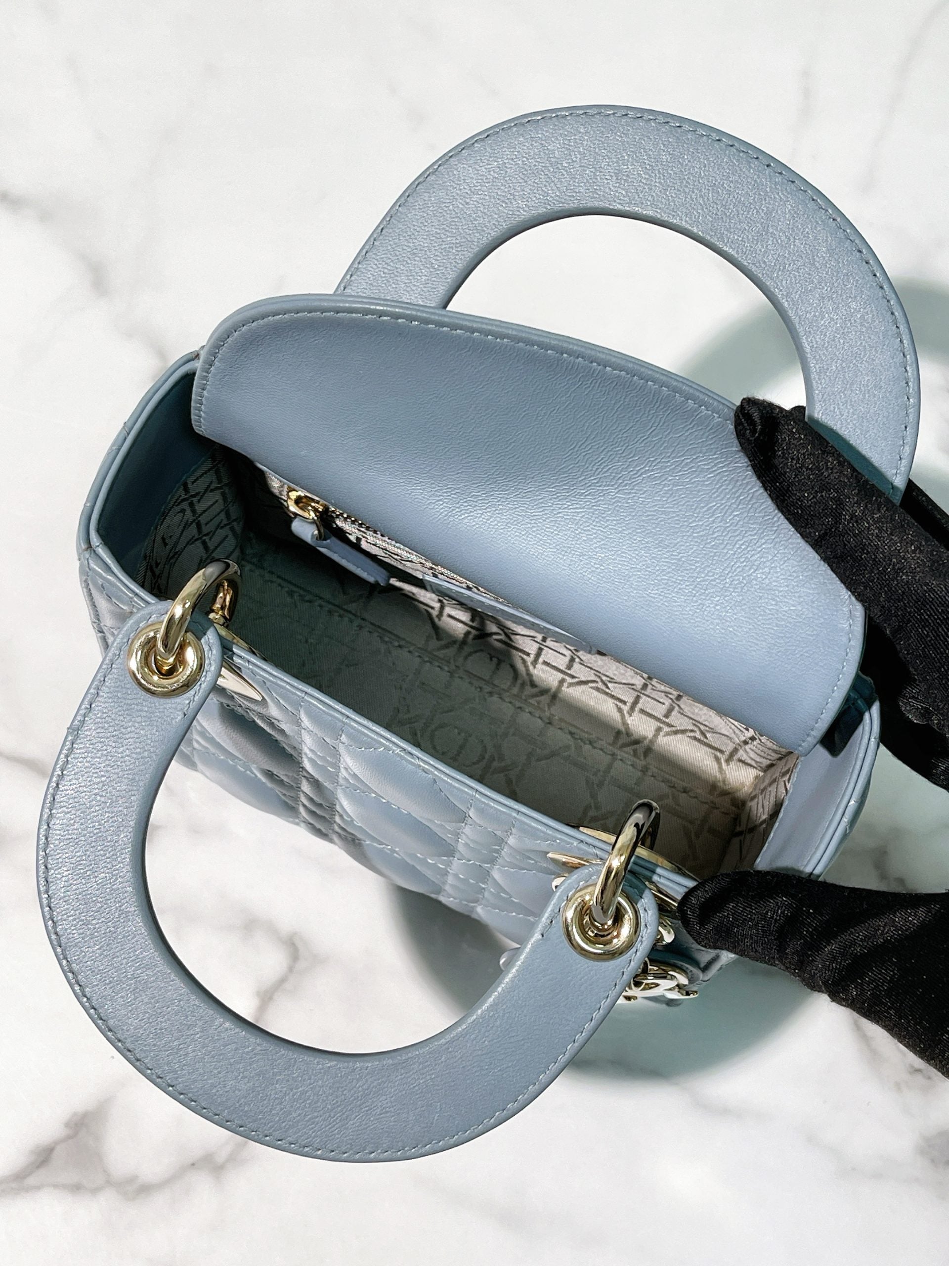 DIOR MINI LADY DIOR, Blue/Gold