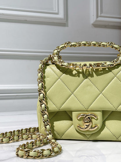 CHANEL 23C MINI SQUARE FLAP, Green/Gold