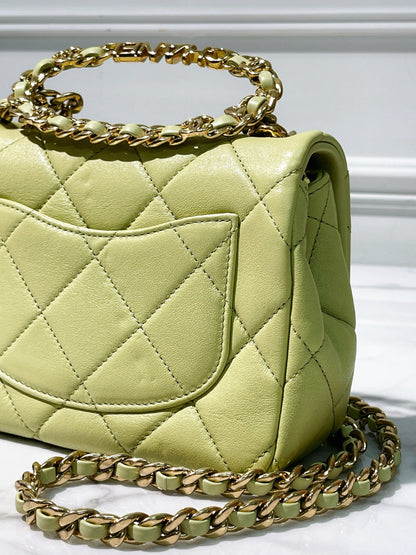 CHANEL 23C MINI SQUARE FLAP, Green/Gold
