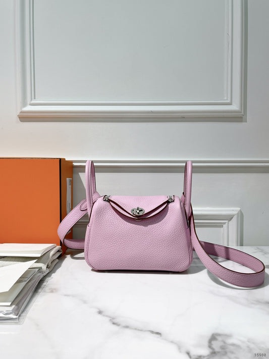 HERMES MINI LINDY, Mauve Sylvestre/Silver