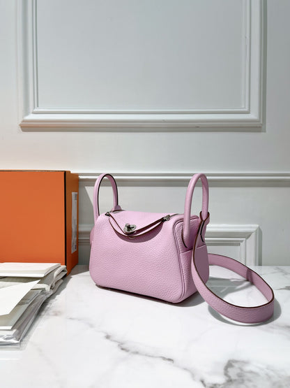HERMES MINI LINDY, Mauve Sylvestre/Silver