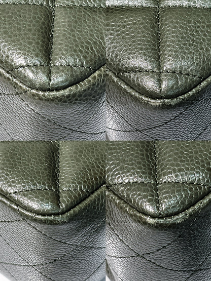CHANEL JUMBO CLASSIC FLAP, Green/Silver