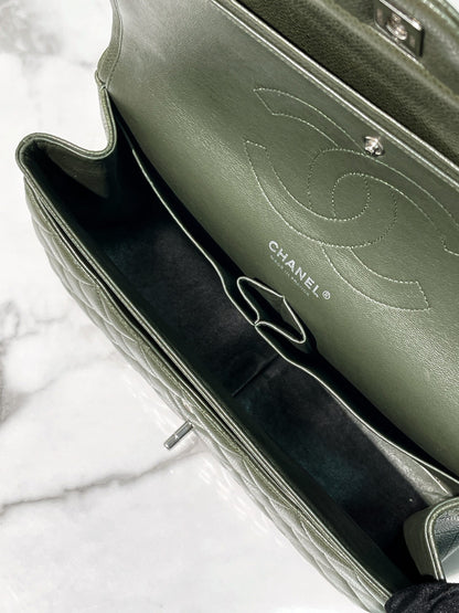 CHANEL JUMBO CLASSIC FLAP, Green/Silver