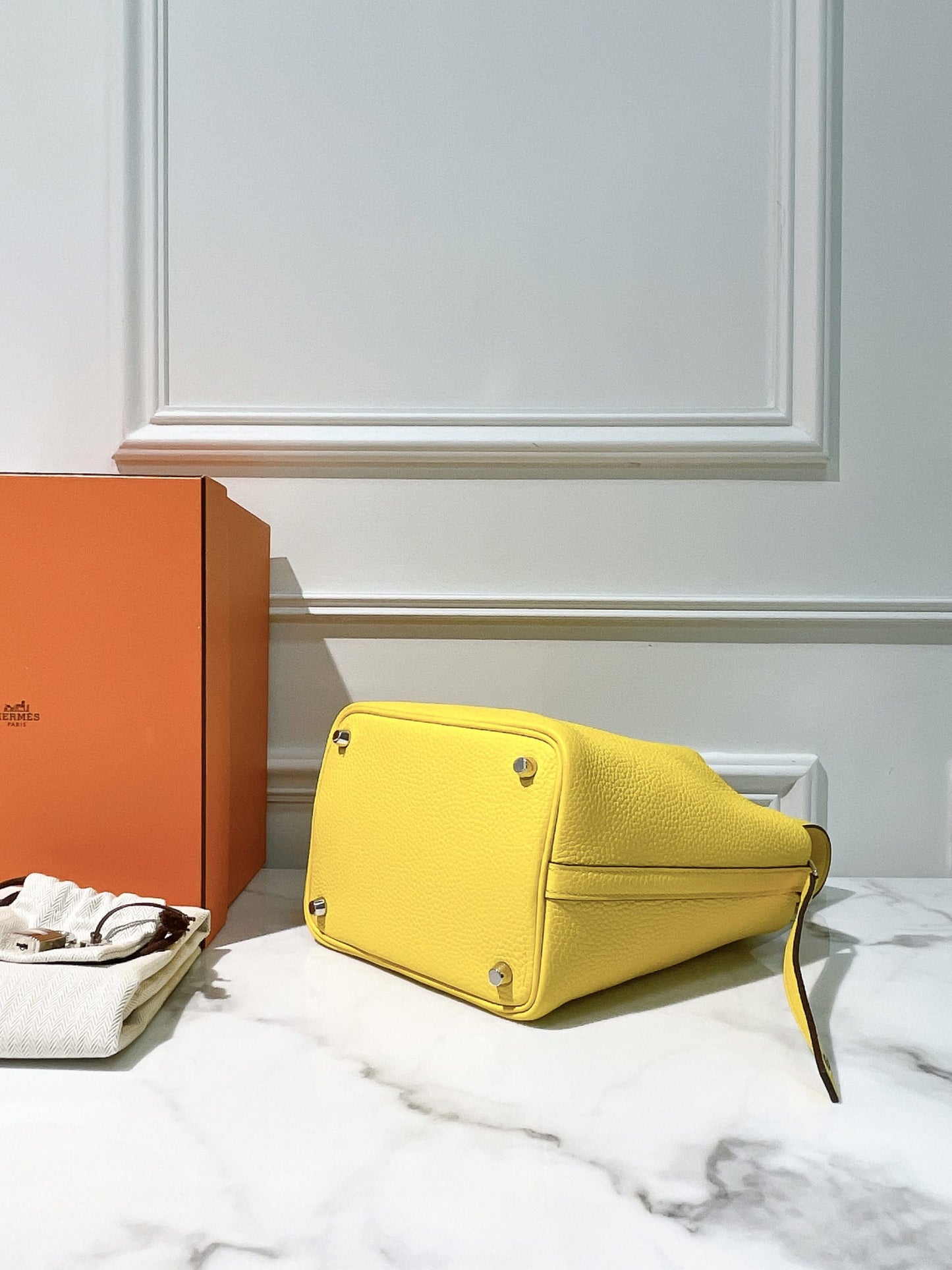 HERMES PICOTIN 18, Jaune De Naples/Silver