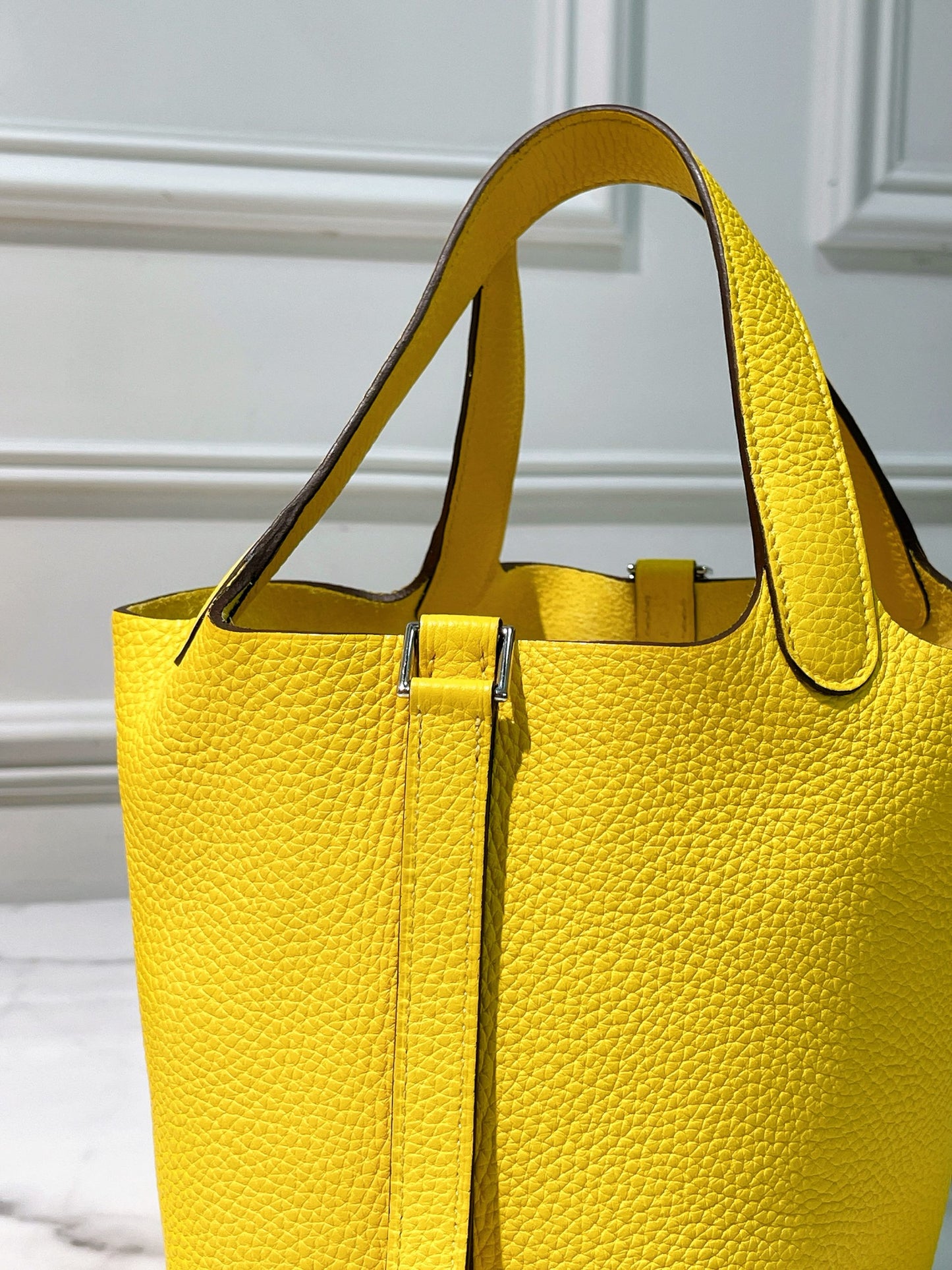 HERMES PICOTIN 18, Jaune De Naples/Silver