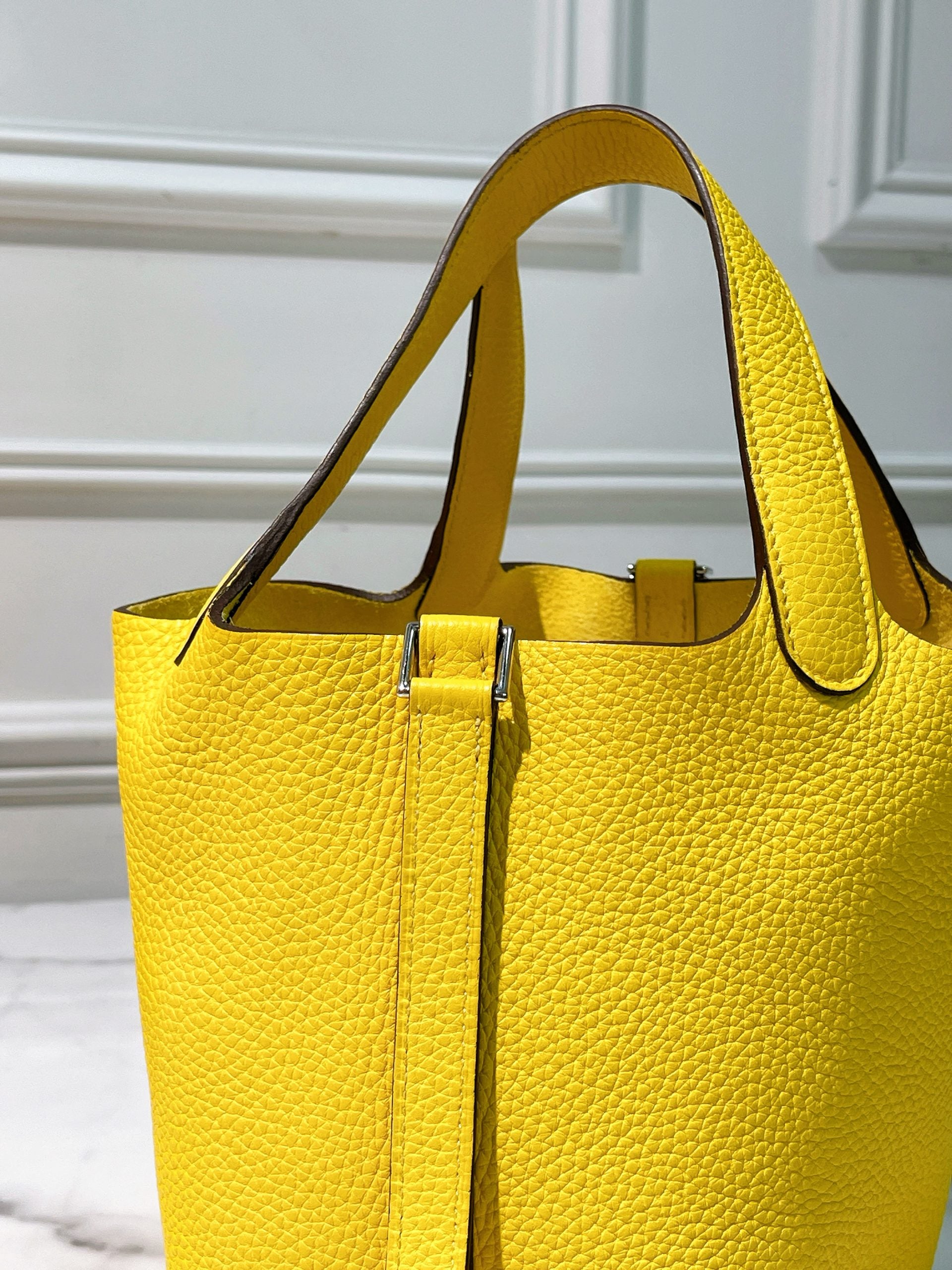 HERMES PICOTIN 18, Jaune De Naples/Silver