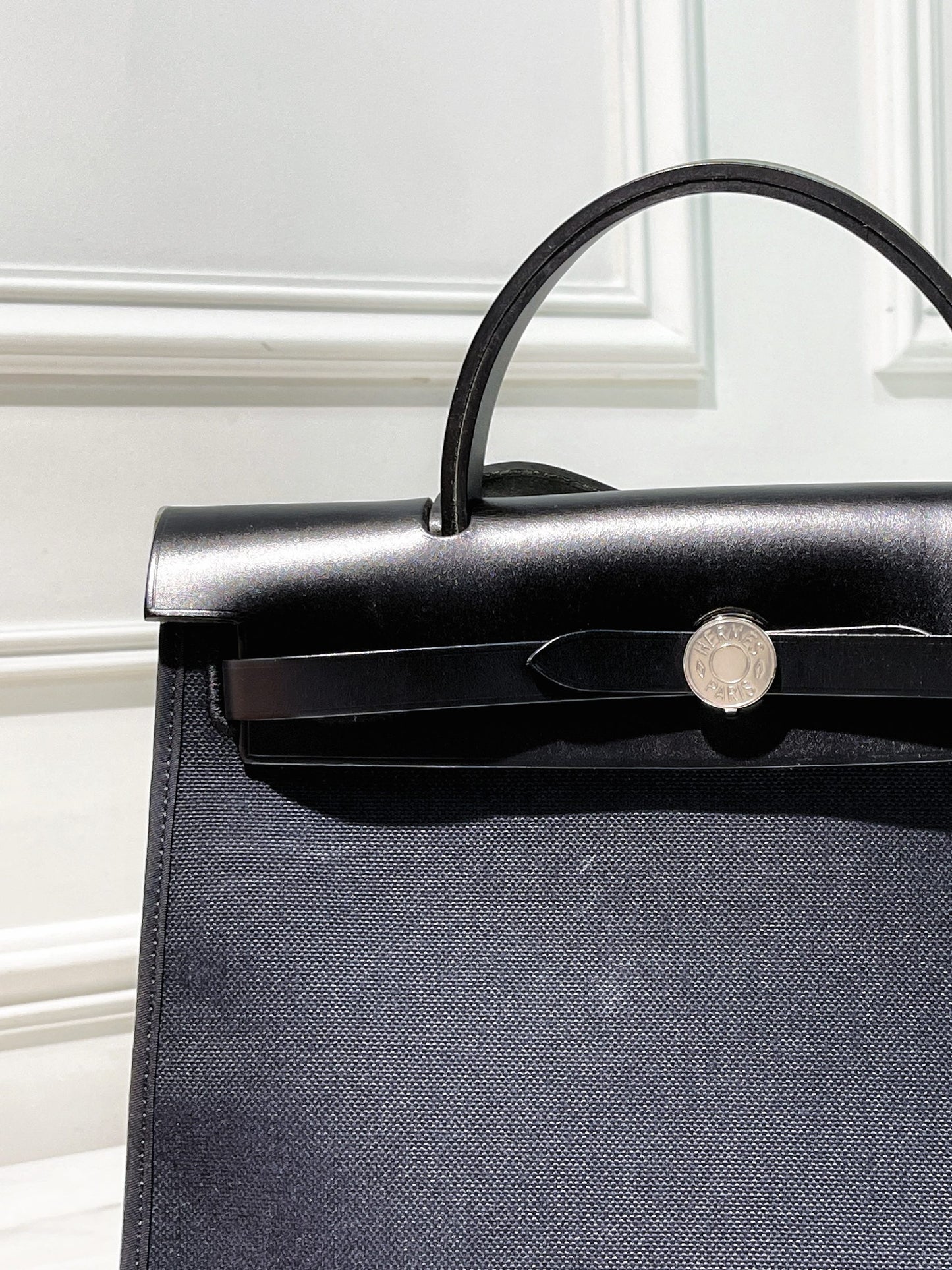 HERMES HERBAG 31, Noir/Noir/Silver