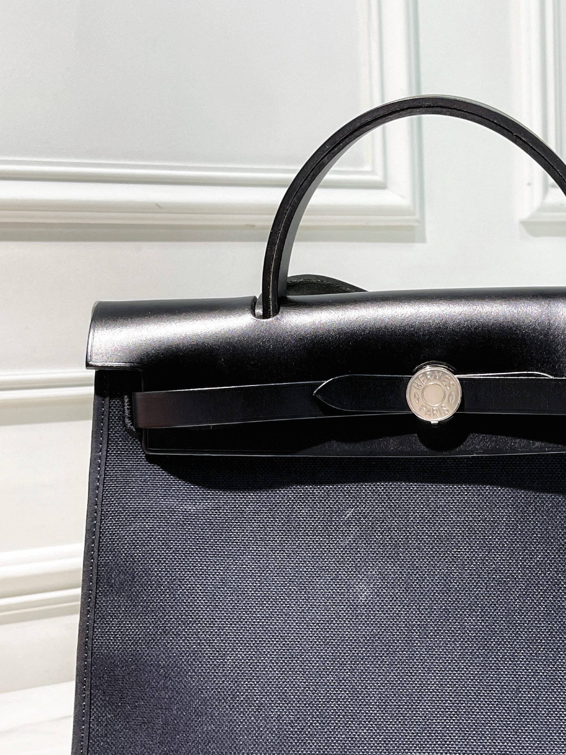 HERMES HERBAG 31, Noir/Noir/Silver