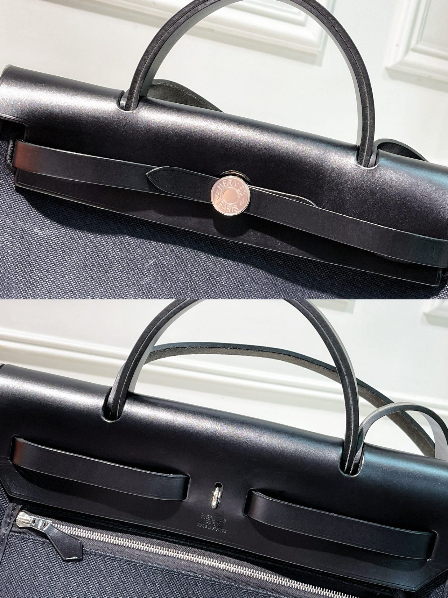 HERMES HERBAG 31, Noir/Noir/Silver