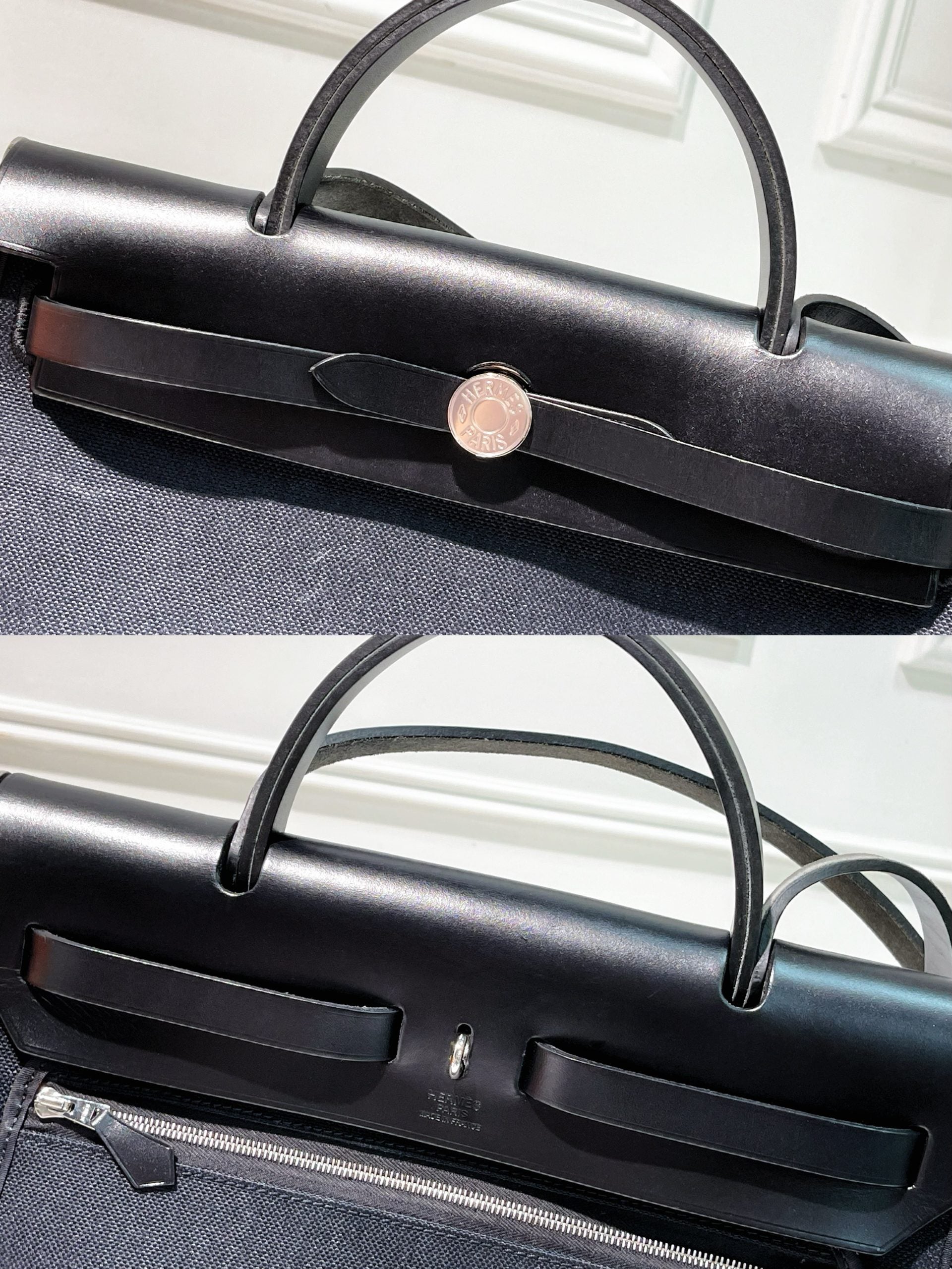 HERMES HERBAG 31, Noir/Noir/Silver
