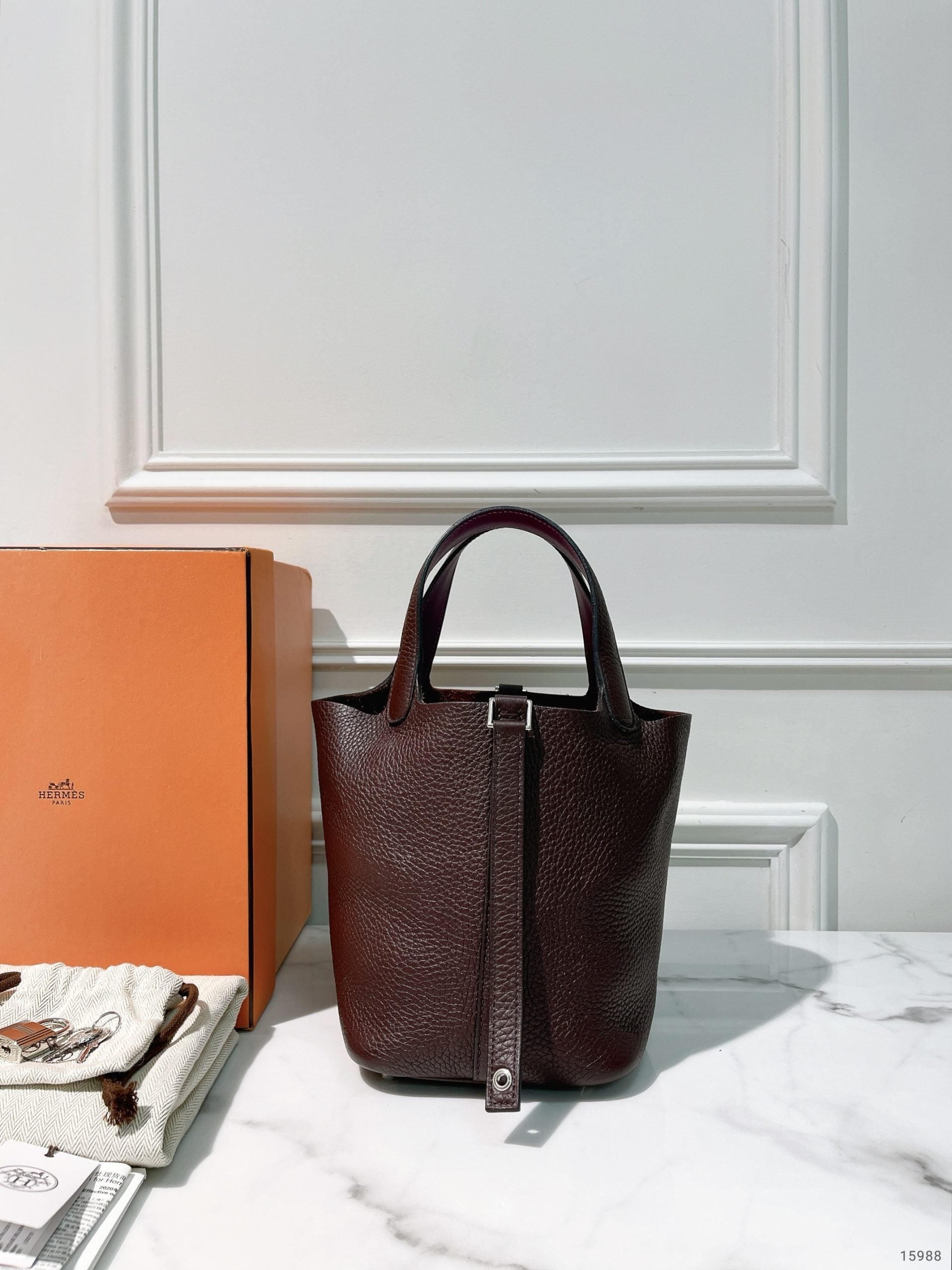 HERMES PICOTIN 18, Rouge Sellier/Anemone/Silver