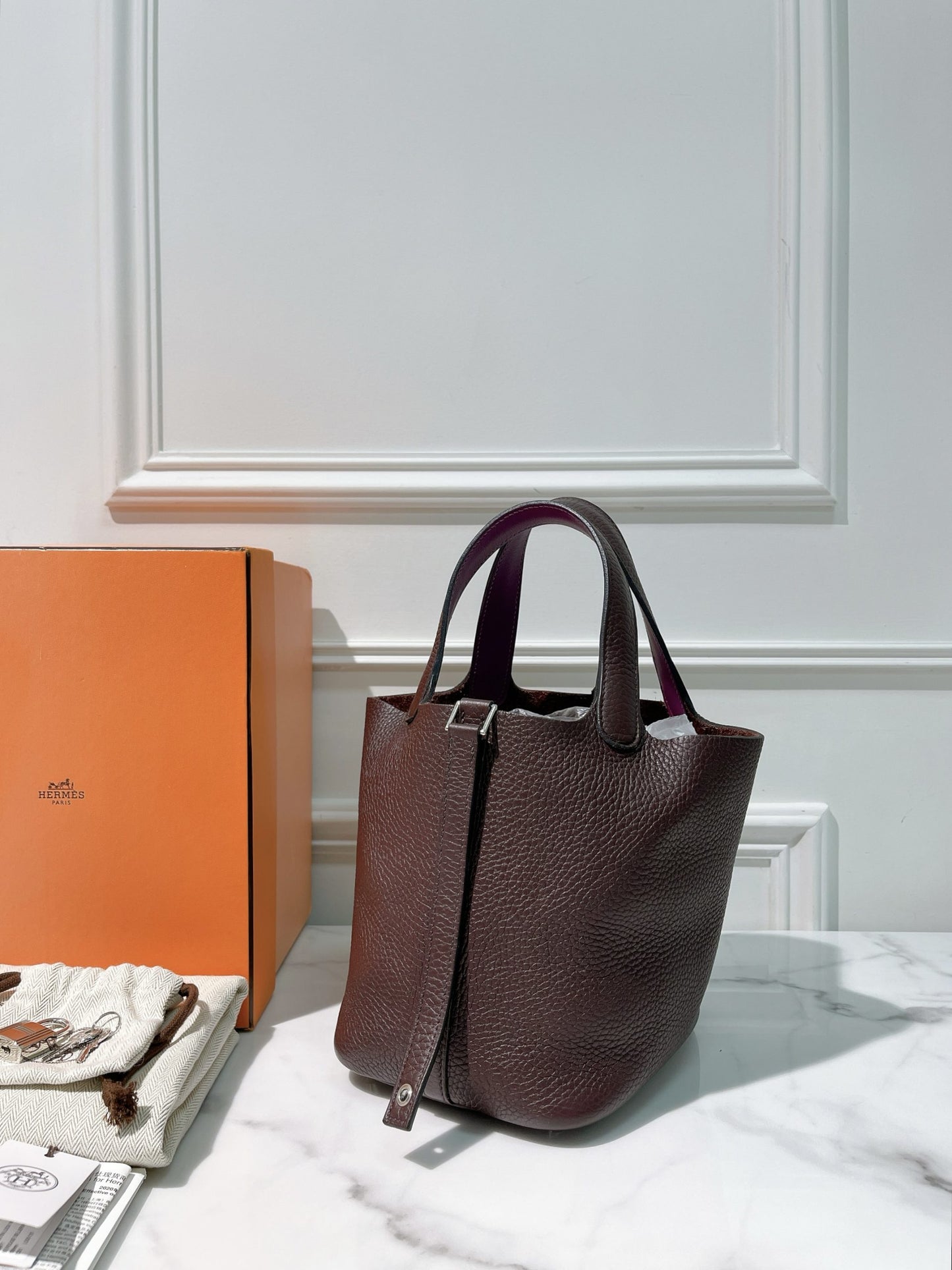 HERMES PICOTIN 18, Rouge Sellier/Anemone/Silver