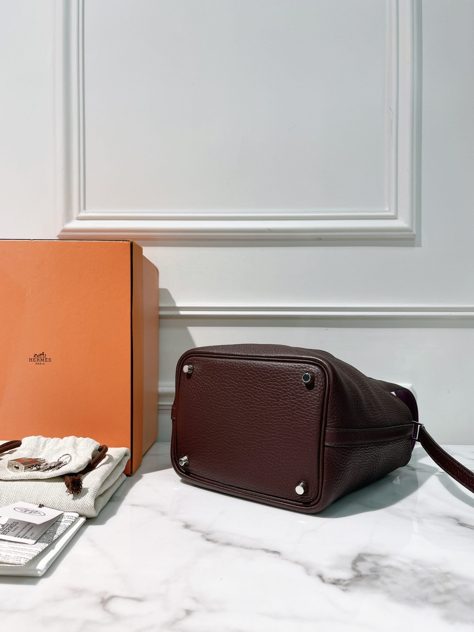 HERMES PICOTIN 18, Rouge Sellier/Anemone/Silver