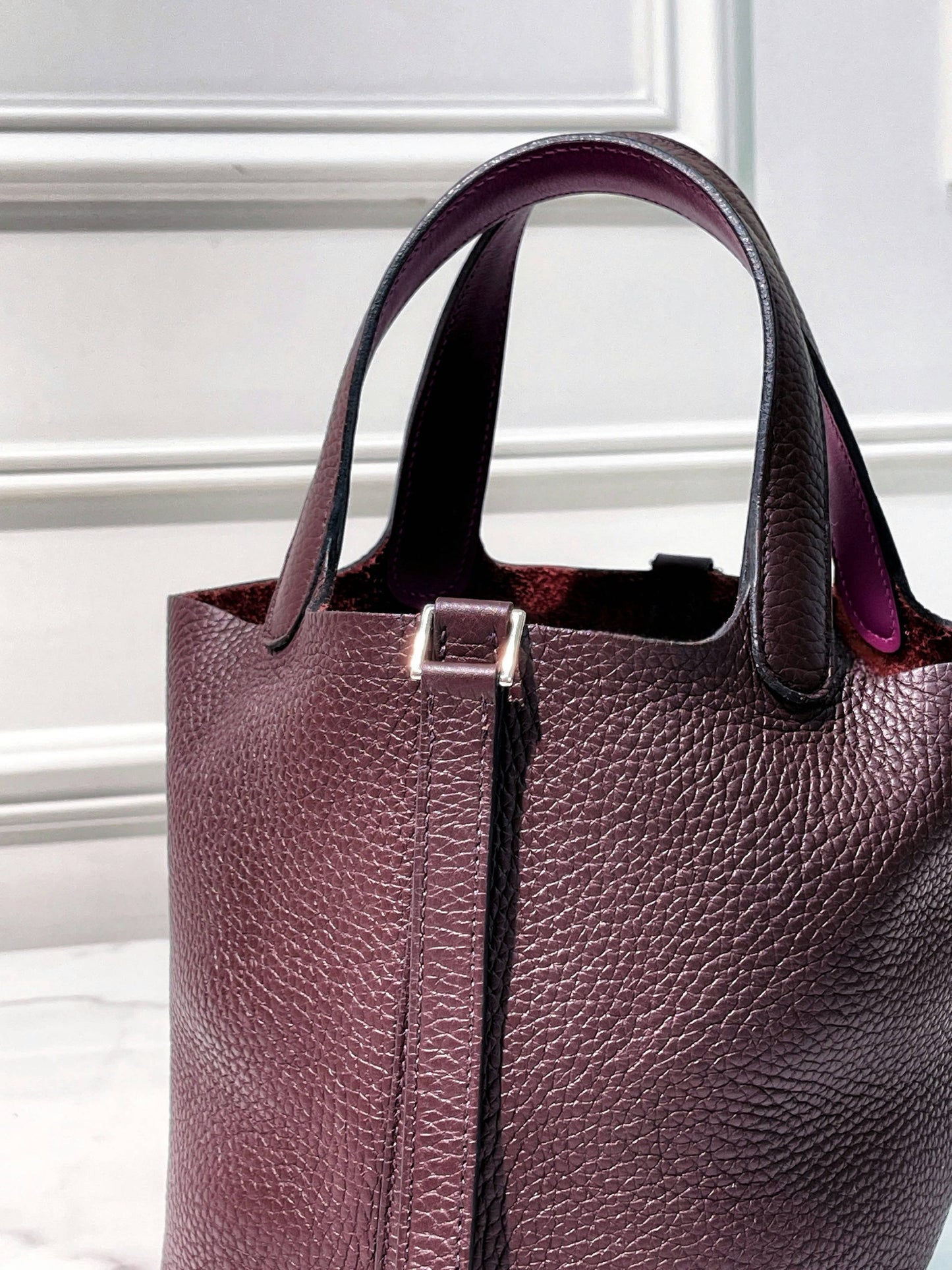 HERMES PICOTIN 18, Rouge Sellier/Anemone/Silver