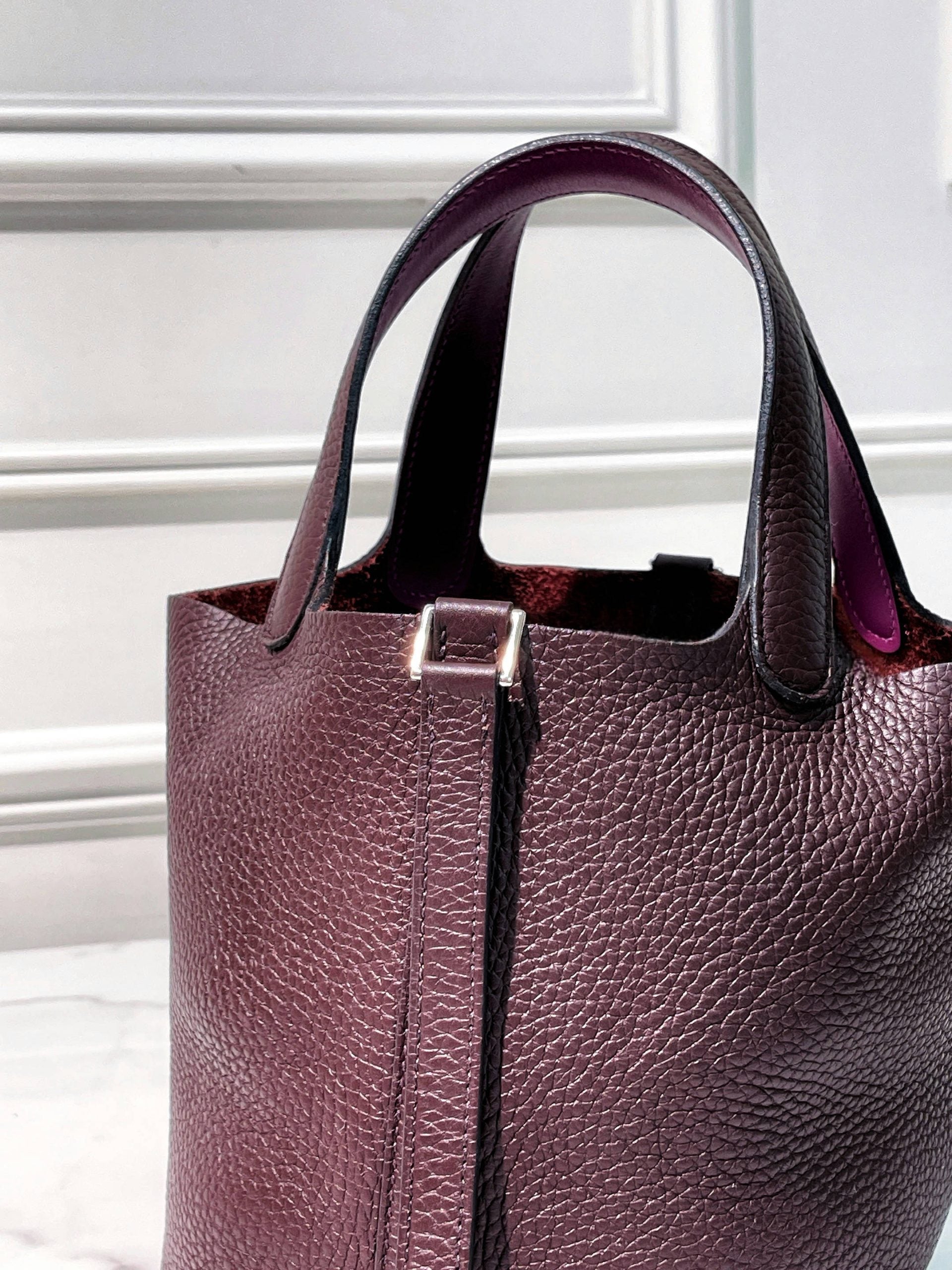 HERMES PICOTIN 18, Rouge Sellier/Anemone/Silver