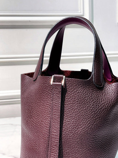 HERMES PICOTIN 18, Rouge Sellier/Anemone/Silver