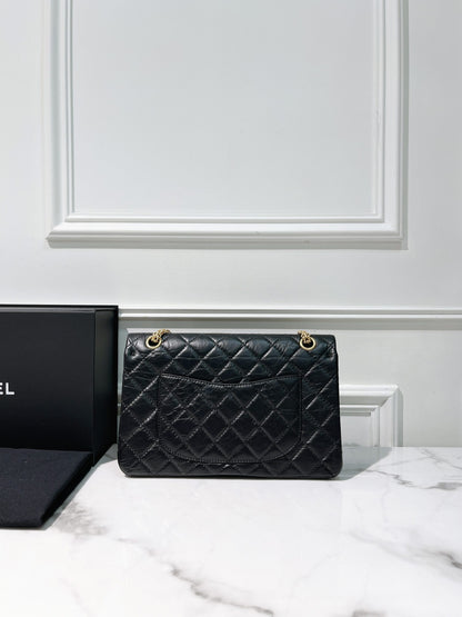 CHANEL 2.55 LARGE, Black/Gold
