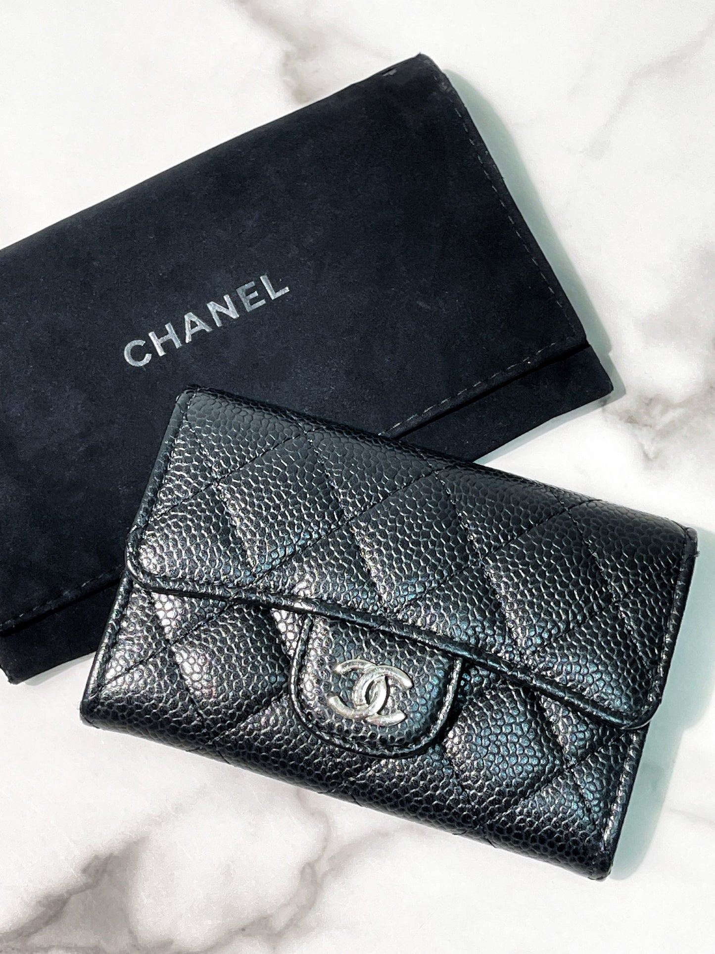 CHANEL CLASSIC CARD HOLDER, Black/Silver