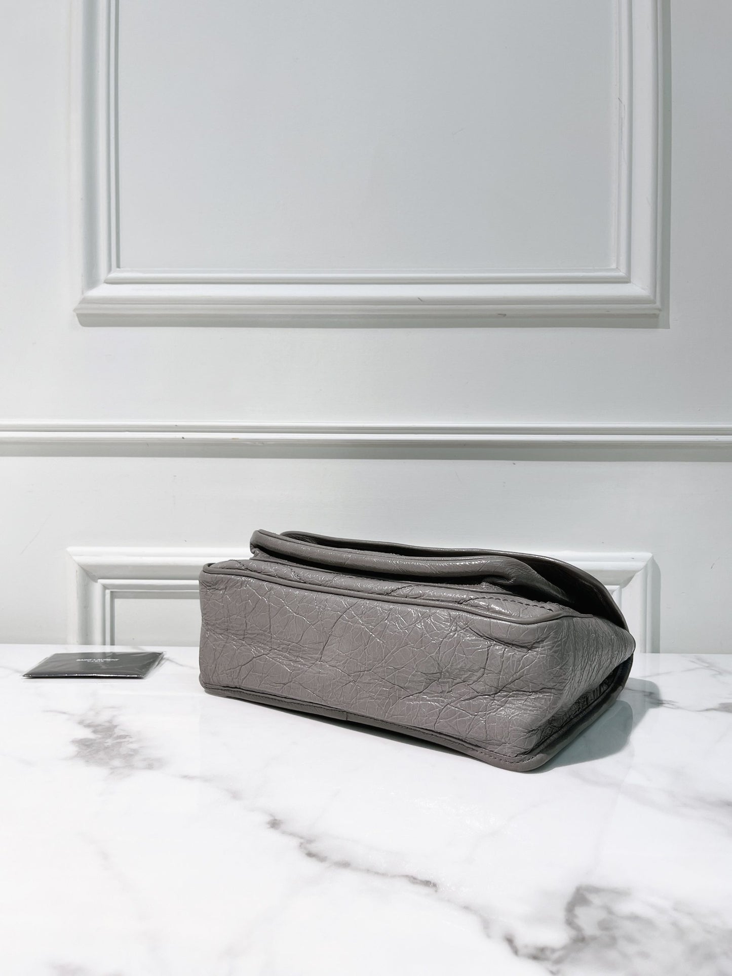 YSL NIKI MEDIUM, Gray/Silver