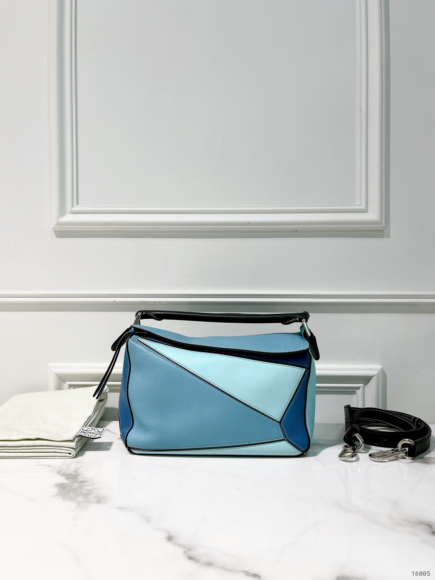 LOEWE SMALL PUZZLE, Blue/Silver