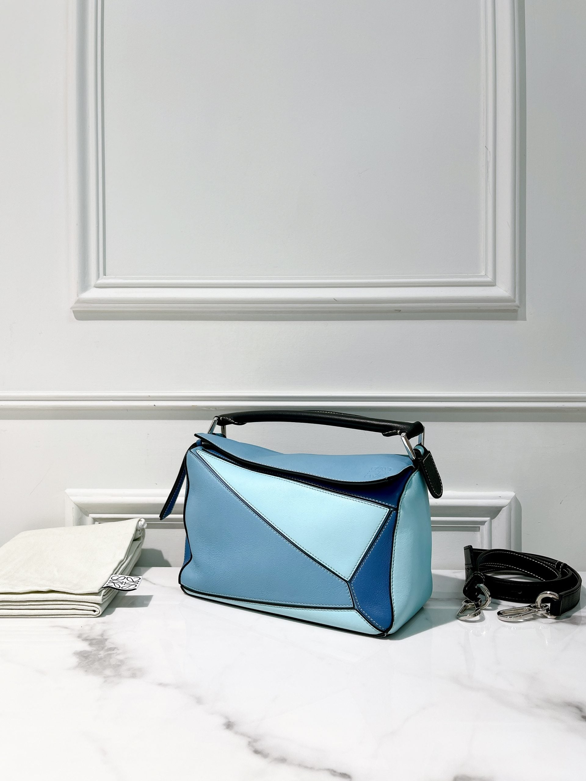 LOEWE SMALL PUZZLE, Blue/Silver