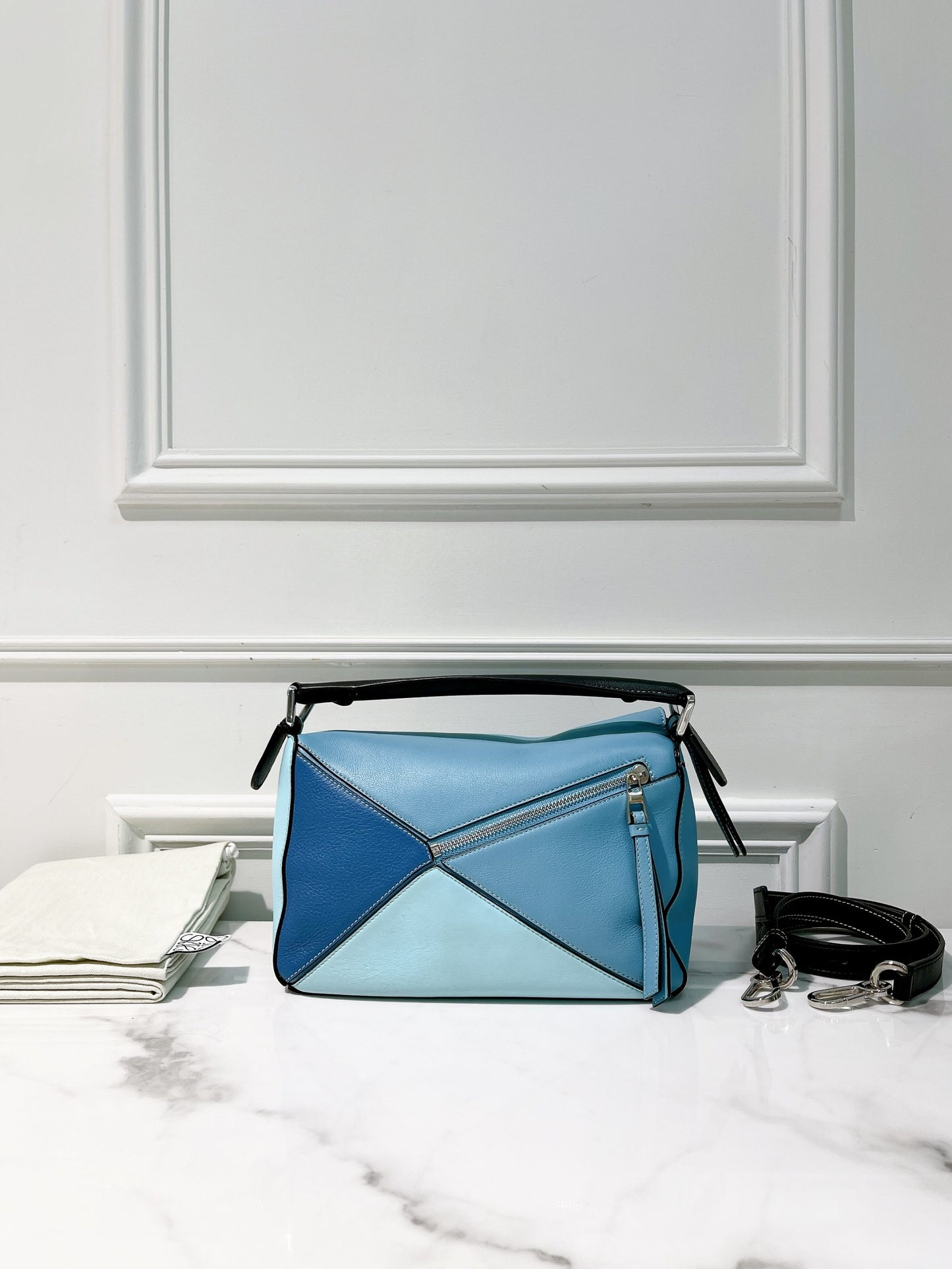 LOEWE SMALL PUZZLE, Blue/Silver