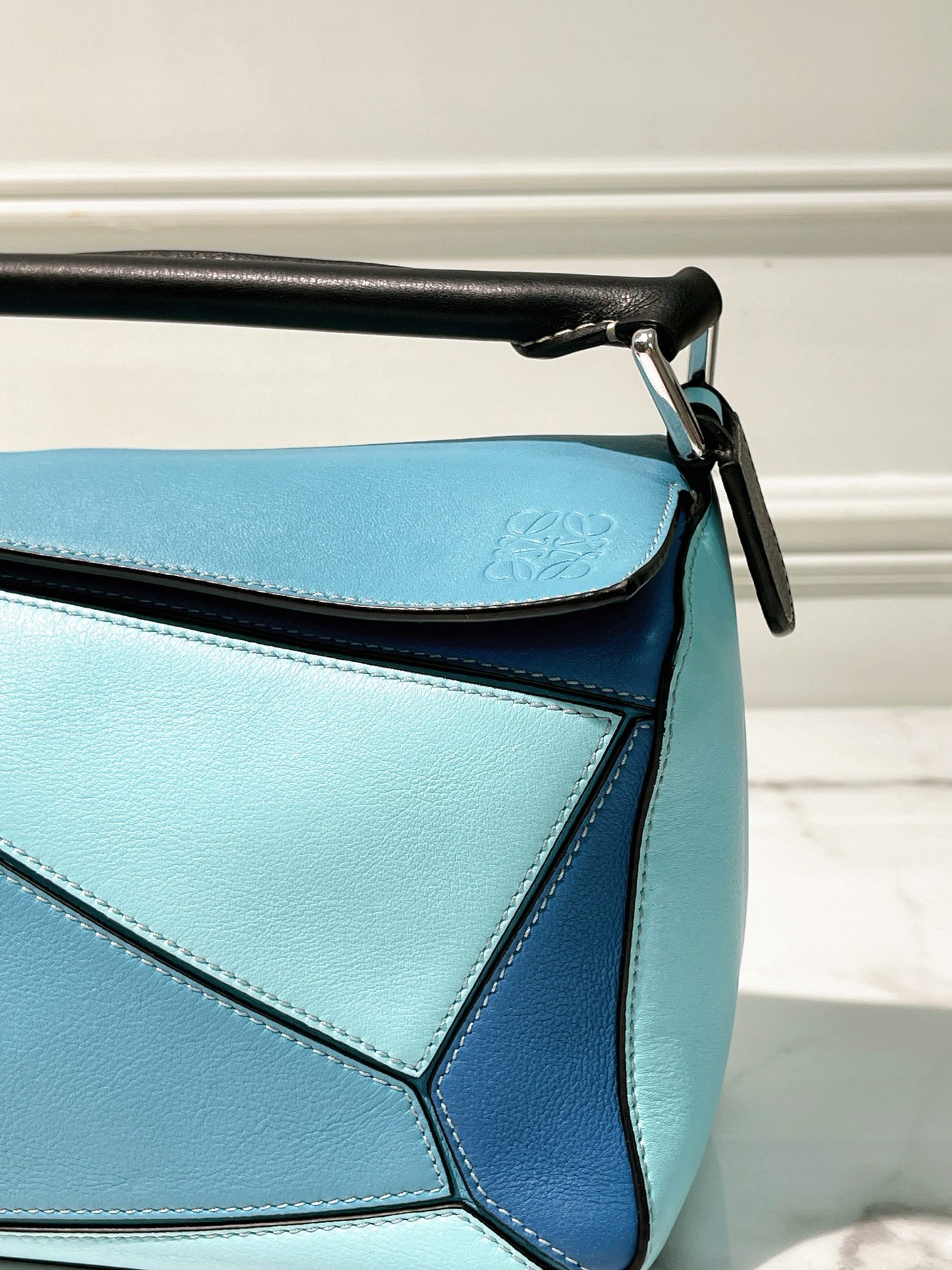 LOEWE SMALL PUZZLE, Blue/Silver