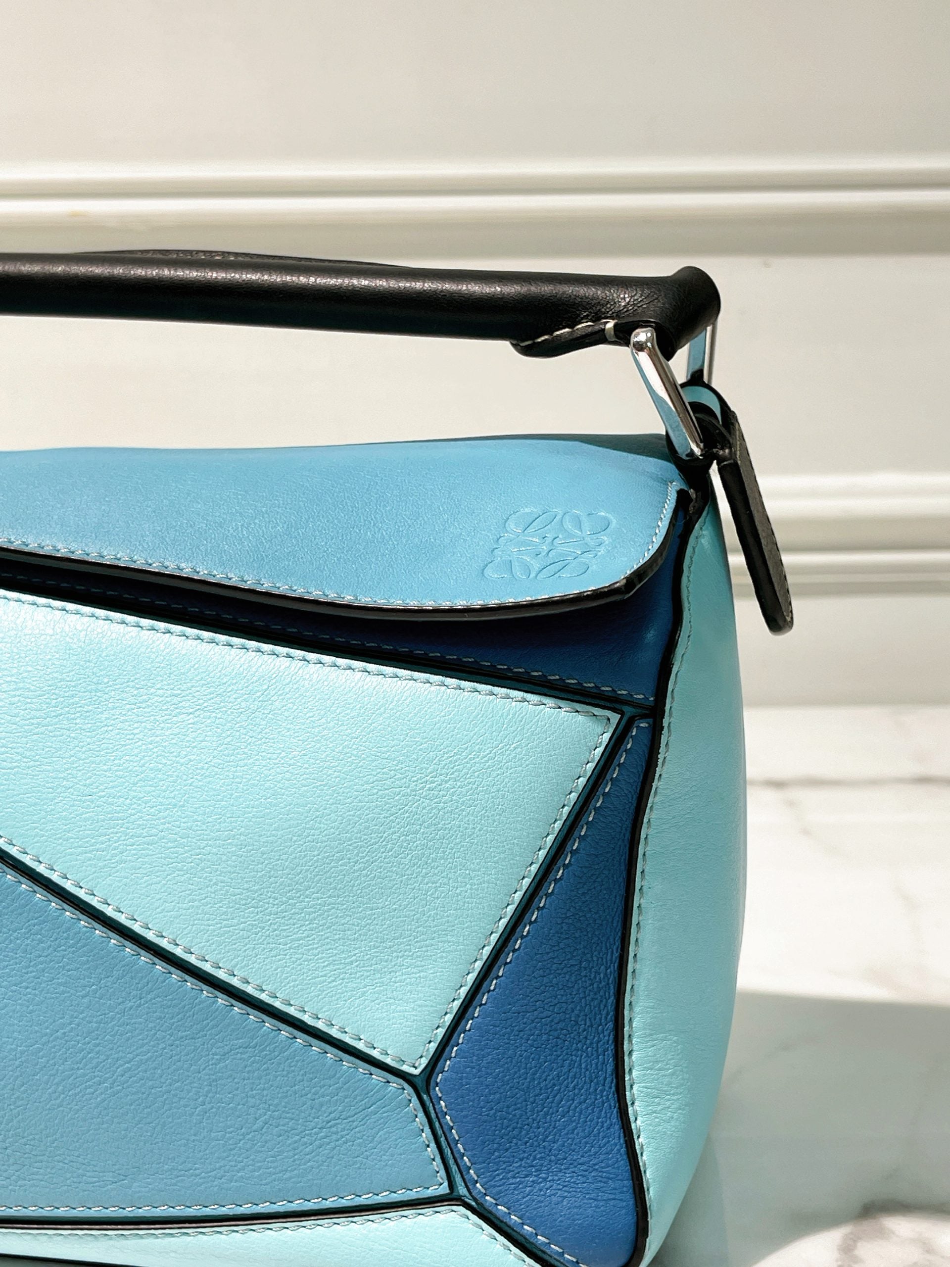 LOEWE SMALL PUZZLE, Blue/Silver