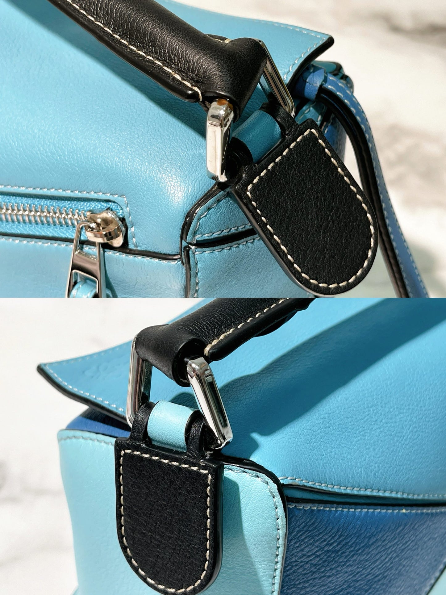 LOEWE SMALL PUZZLE, Blue/Silver