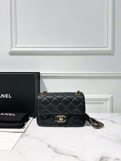 CHANEL 24B MINI SQUARE, Black/Gold