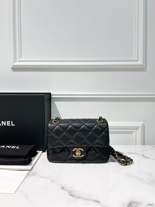 CHANEL 24B MINI SQUARE, Black/Gold