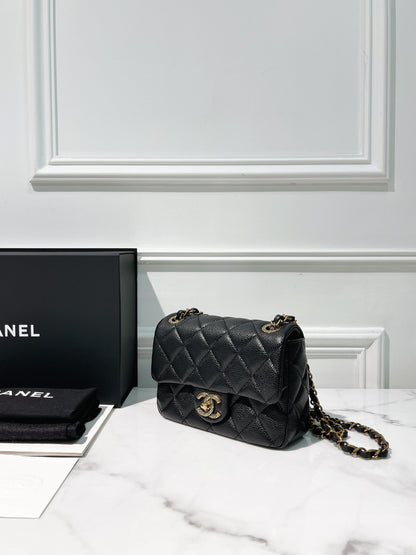 CHANEL 24B MINI SQUARE, Black/Gold