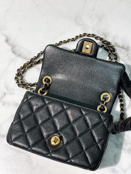 CHANEL 24B MINI SQUARE, Black/Gold