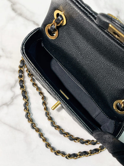 CHANEL 24B MINI SQUARE, Black/Gold