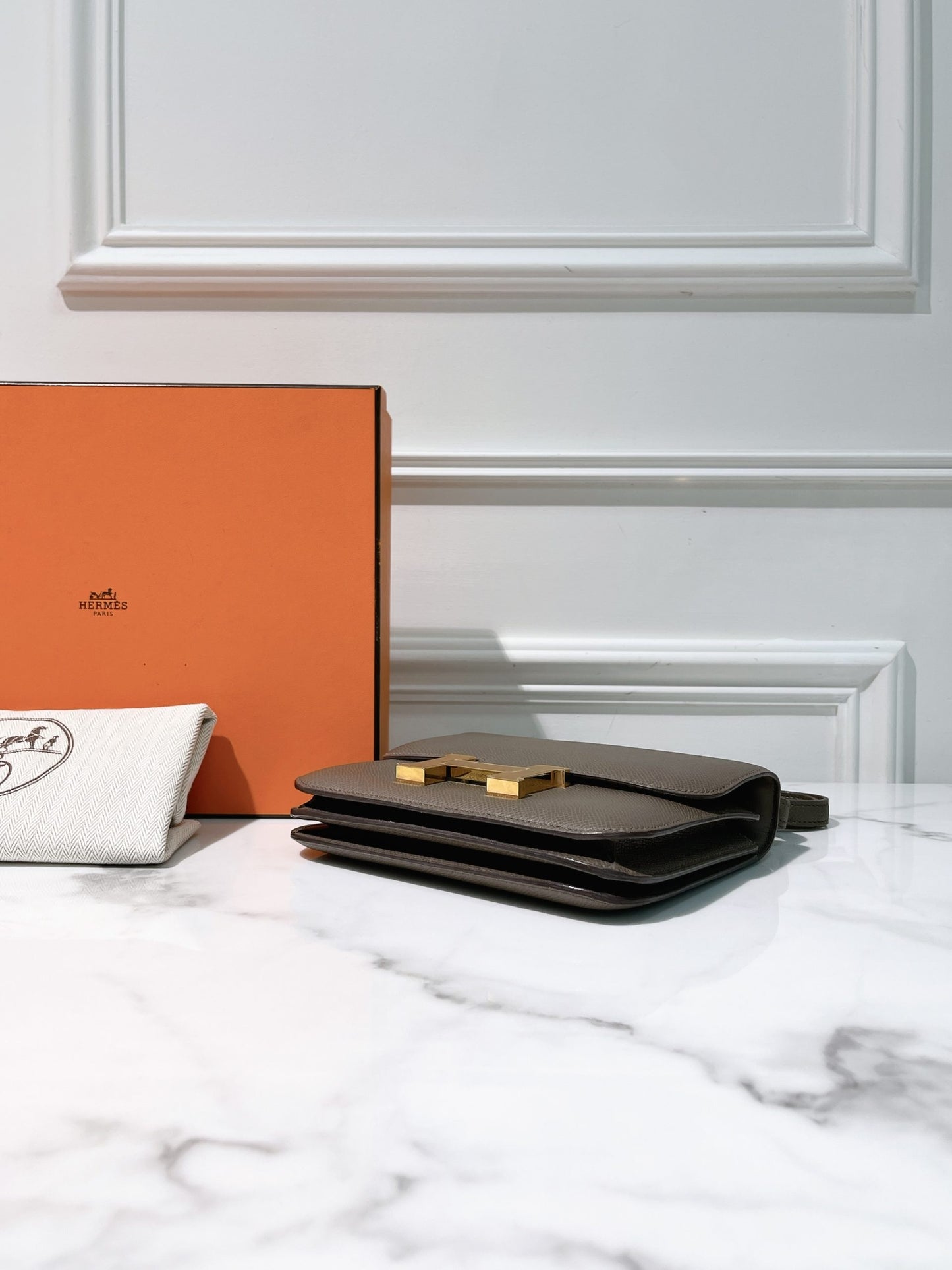 HERMES CONSTANCE MINI, Etain/Gold