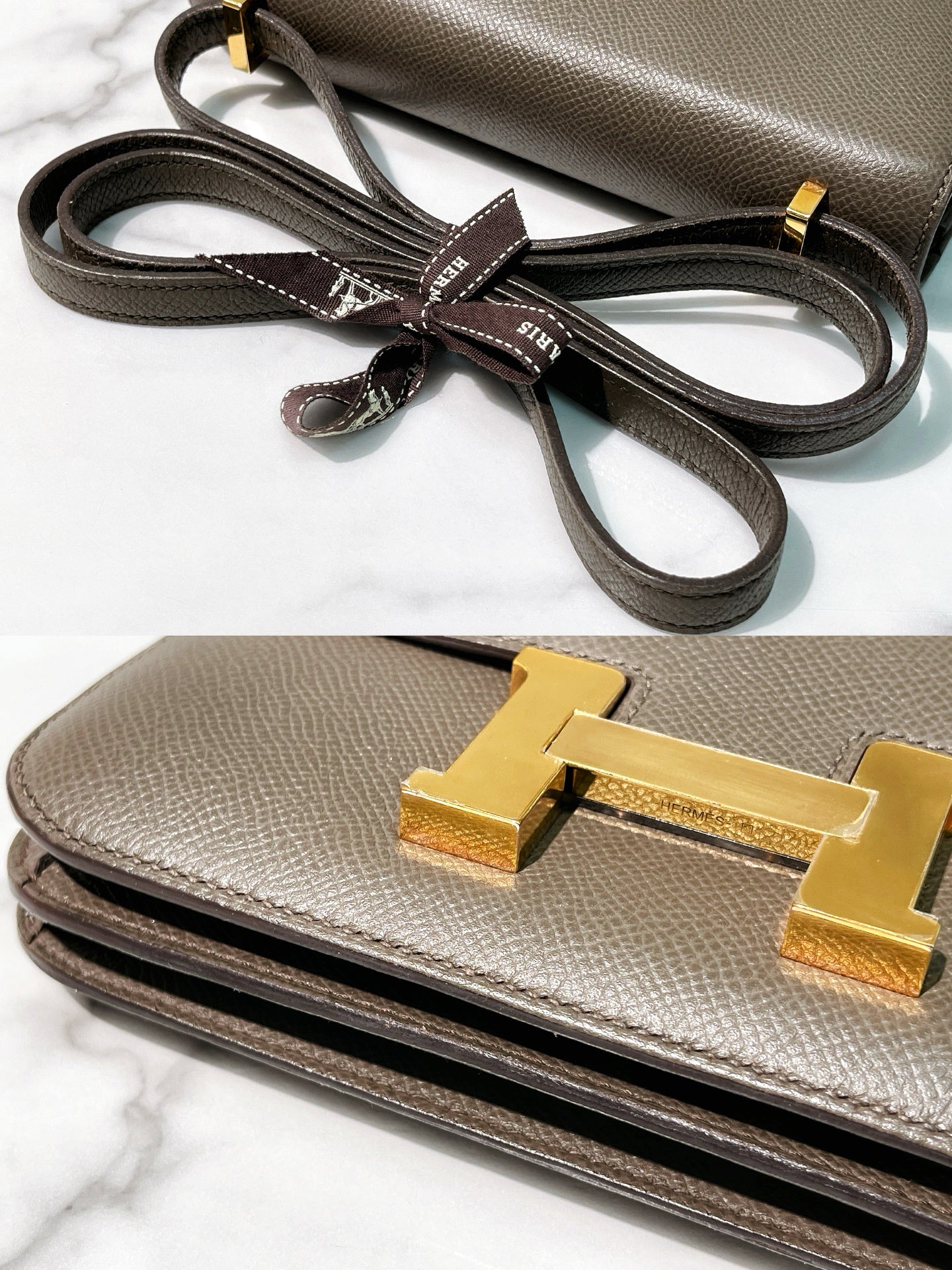 HERMES CONSTANCE MINI, Etain/Gold