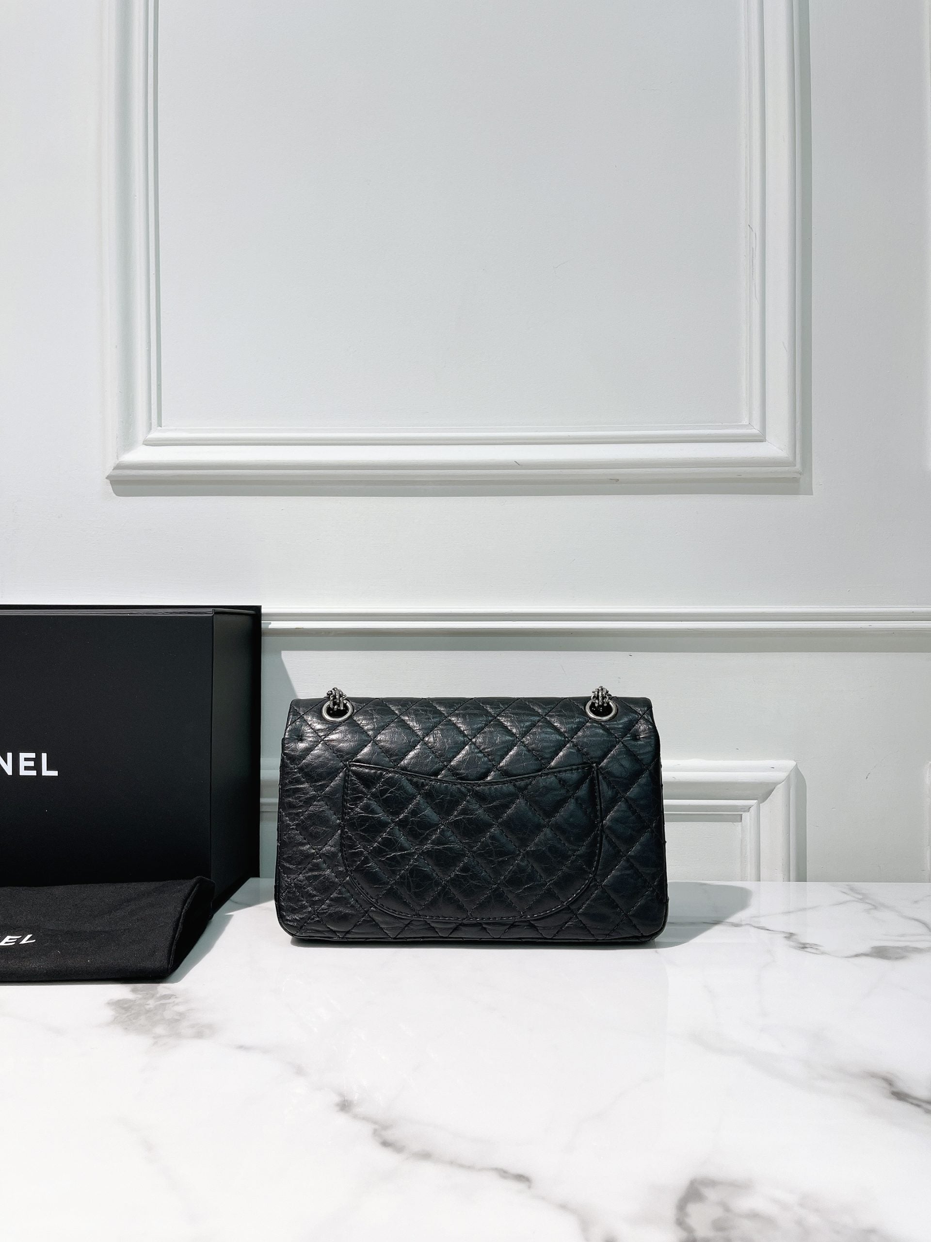 CHANEL SMALL 2.55 FLAP, Black/Silver