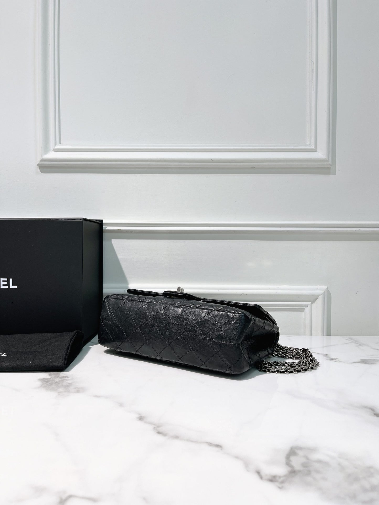 CHANEL SMALL 2.55 FLAP, Black/Silver