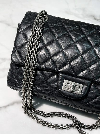 CHANEL SMALL 2.55 FLAP, Black/Silver