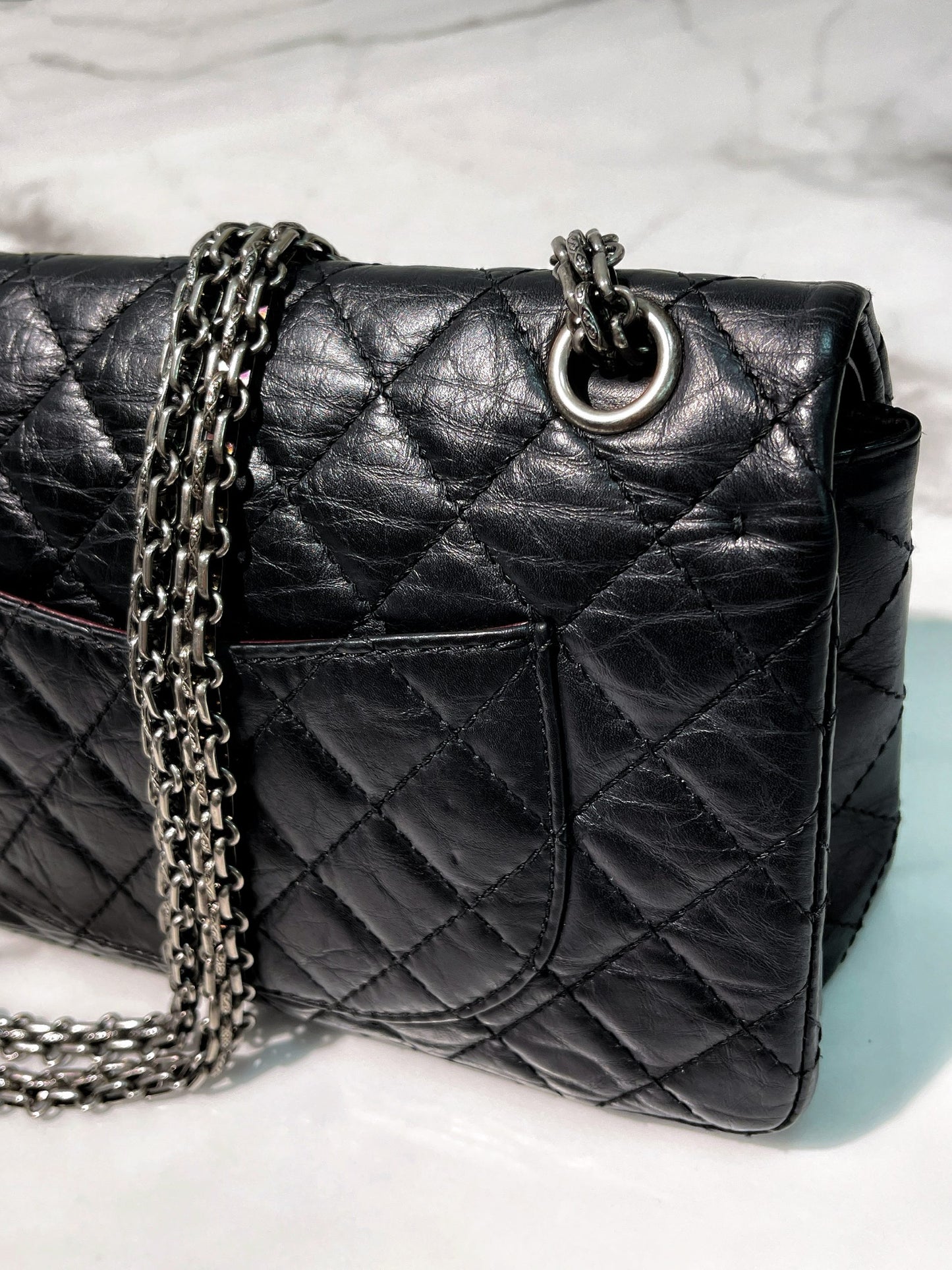CHANEL SMALL 2.55 FLAP, Black/Silver