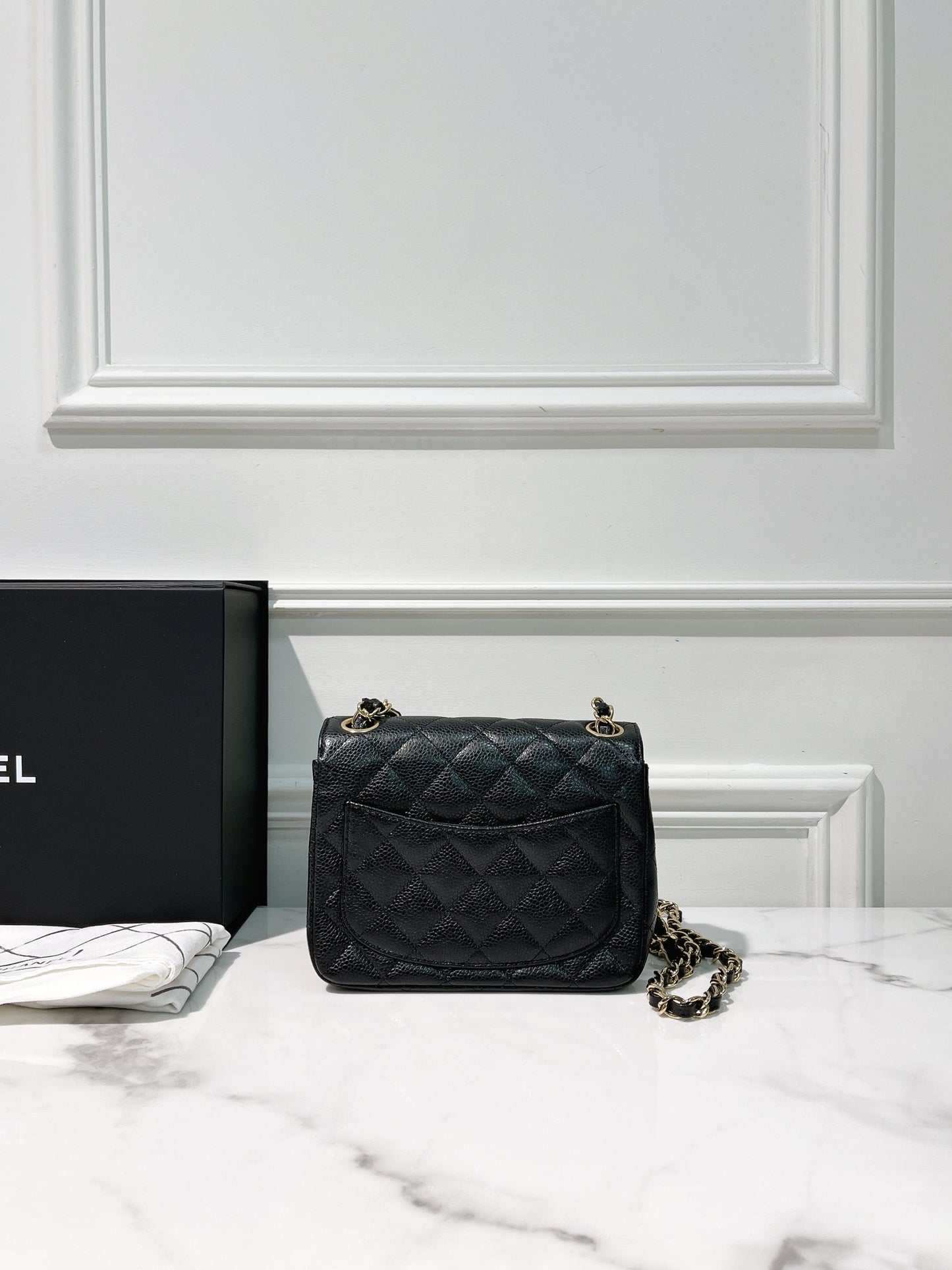 CHANEL MINI SQUARE, Black/Gold