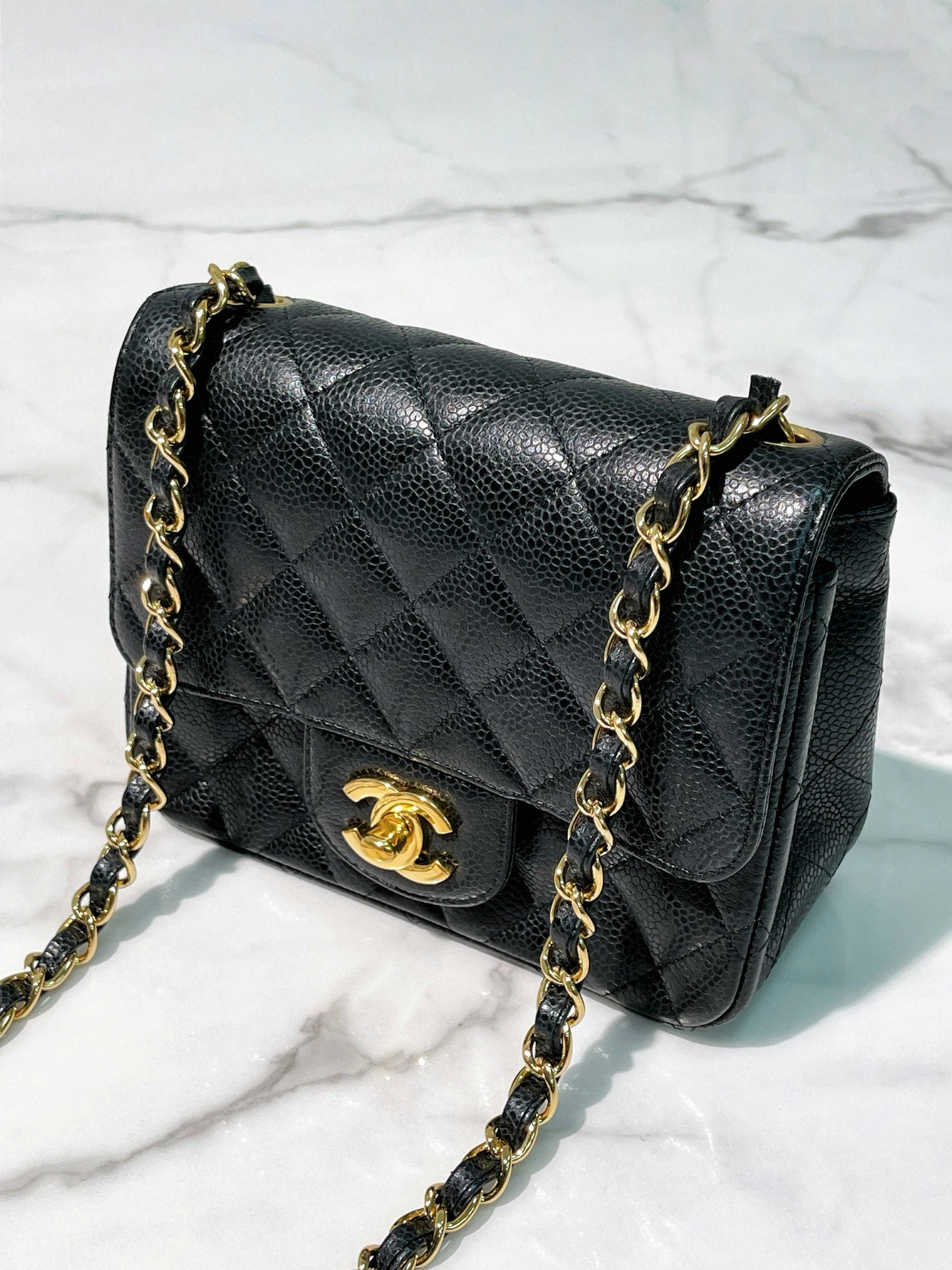 CHANEL MINI SQUARE, Black/Gold
