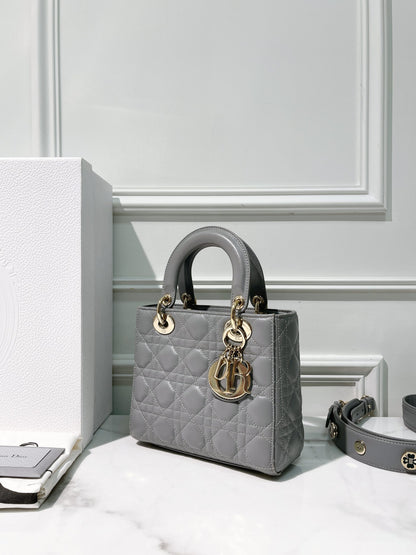 DIOR SMALL LADY DIOR, Gray/Gold