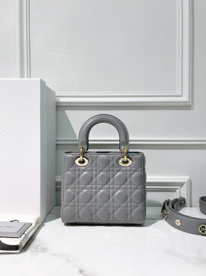 DIOR SMALL LADY DIOR, Gray/Gold