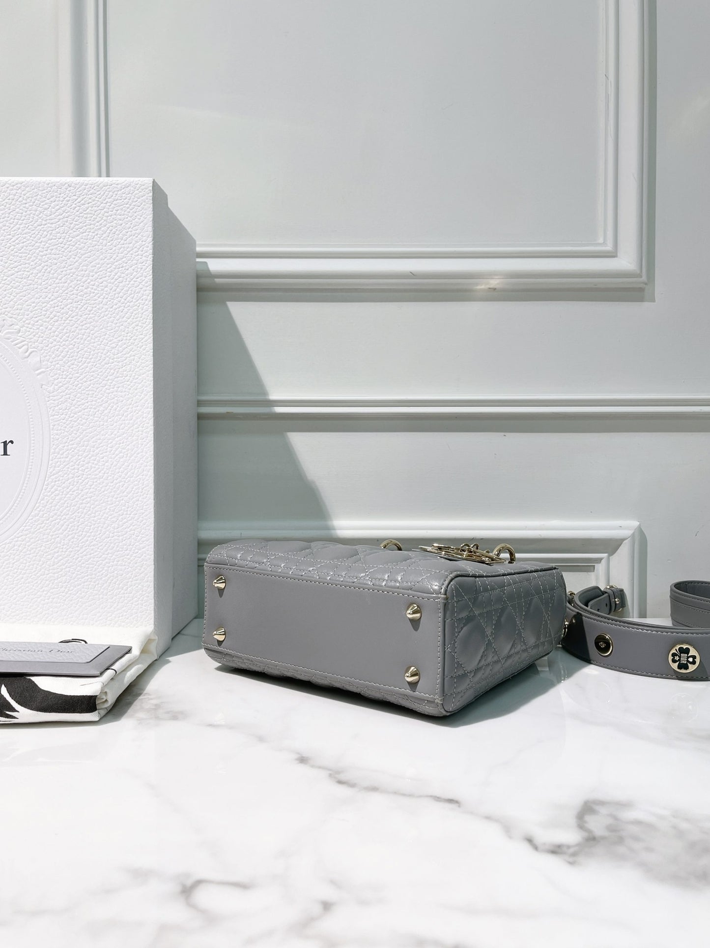 DIOR SMALL LADY DIOR, Gray/Gold