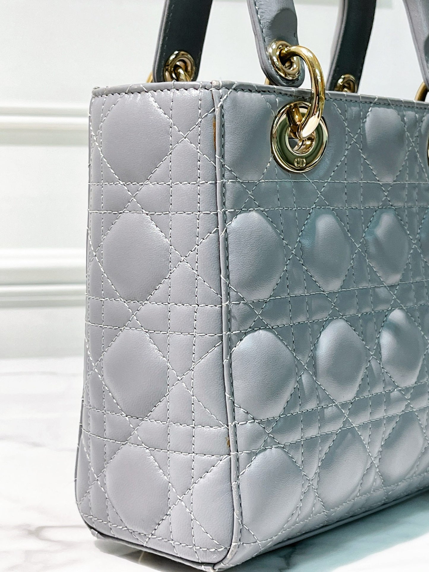 DIOR SMALL LADY DIOR, Gray/Gold