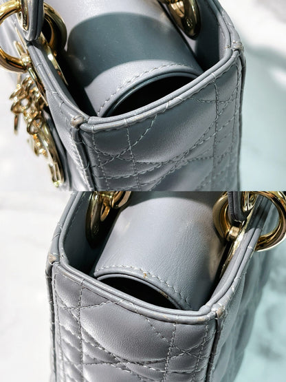 DIOR SMALL LADY DIOR, Gray/Gold