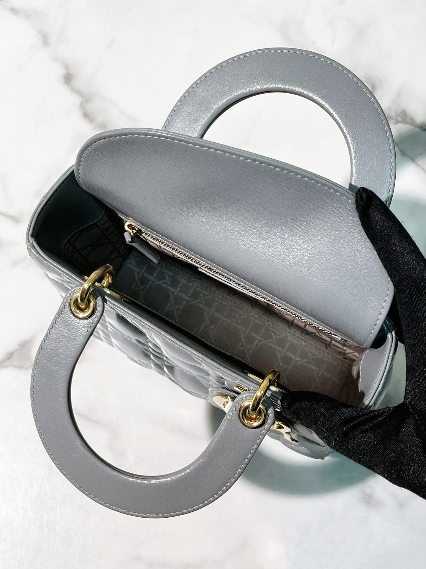 DIOR SMALL LADY DIOR, Gray/Gold