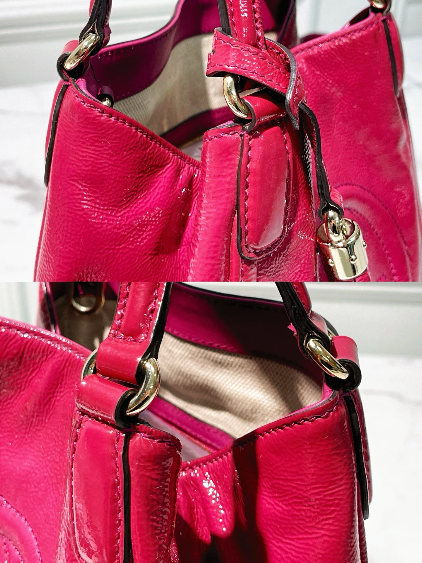 GUCCI SOHO TOTE, Pink/Silver
