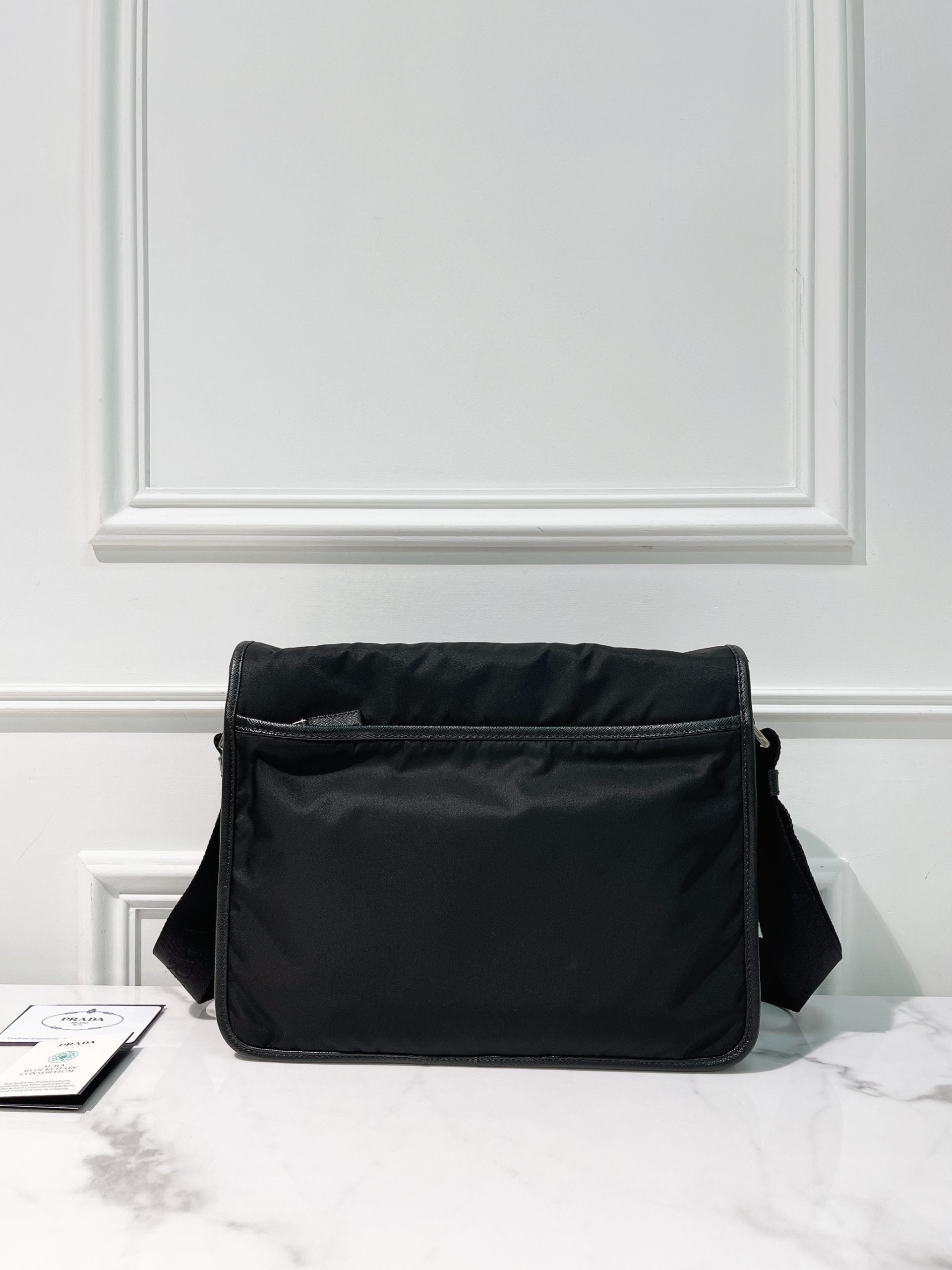 PRADA MESSENGER BAG, Black/Silver